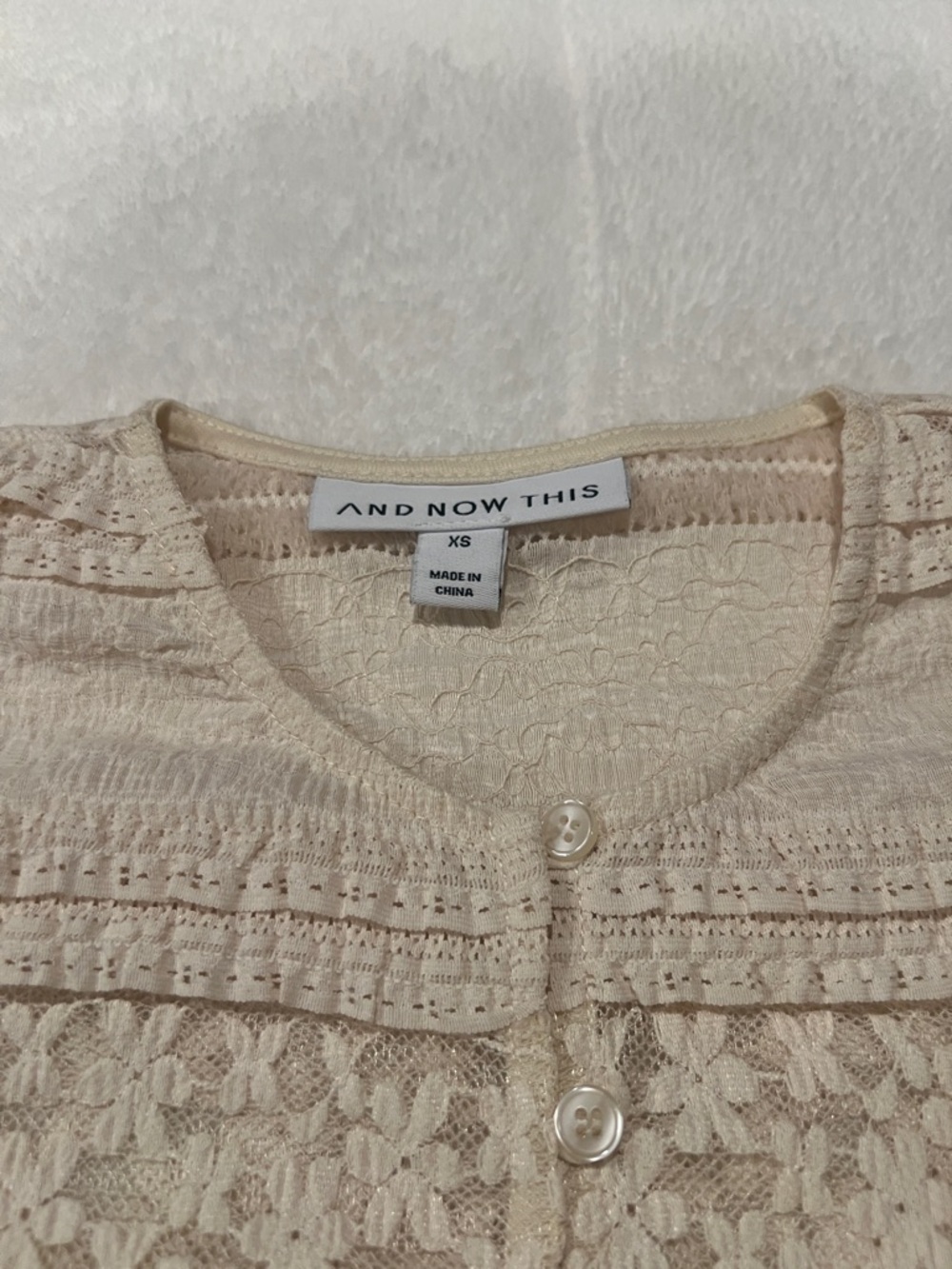 Cream Lace Ruffle Button-Front Cardigan - Picture 2 of 5